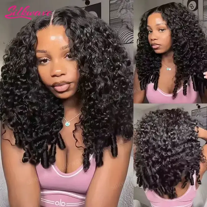 Silkwave 30 40 pouces birman bouclés perruque de cheveux humains Hd dentelle 13x6 vague profonde fro