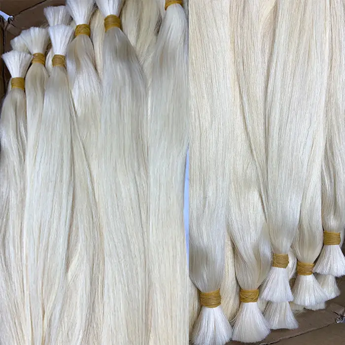 Mèches de cheveux humains lisses blonds 100% Extension