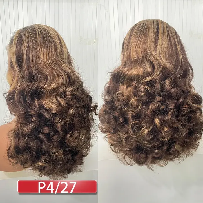 100% cheveux humains 250 densité mettre en évidence Ombre Double dessiné vague de corps gonflable 13