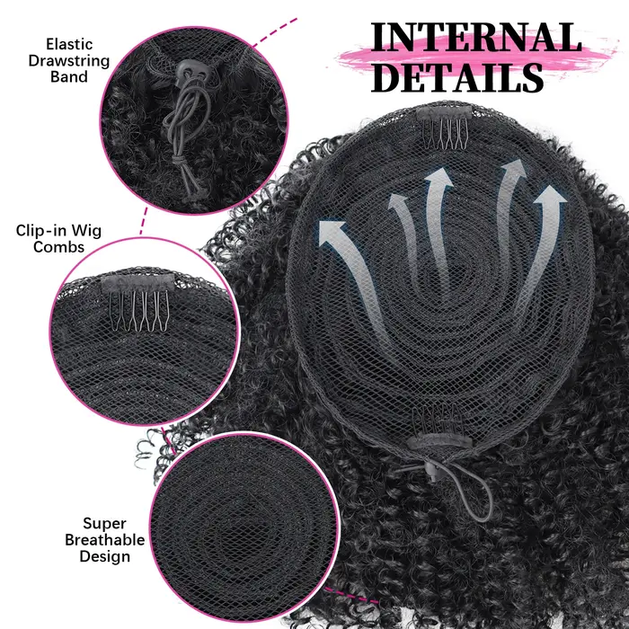 Afro bouffée crépus bouclés cordon queue de cheval Extension de chignon pour les femmes noires synth