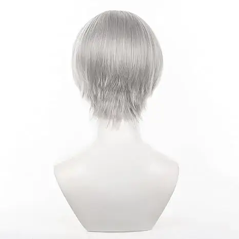 Perruque Anime Yu Narukami grise en forme de bol