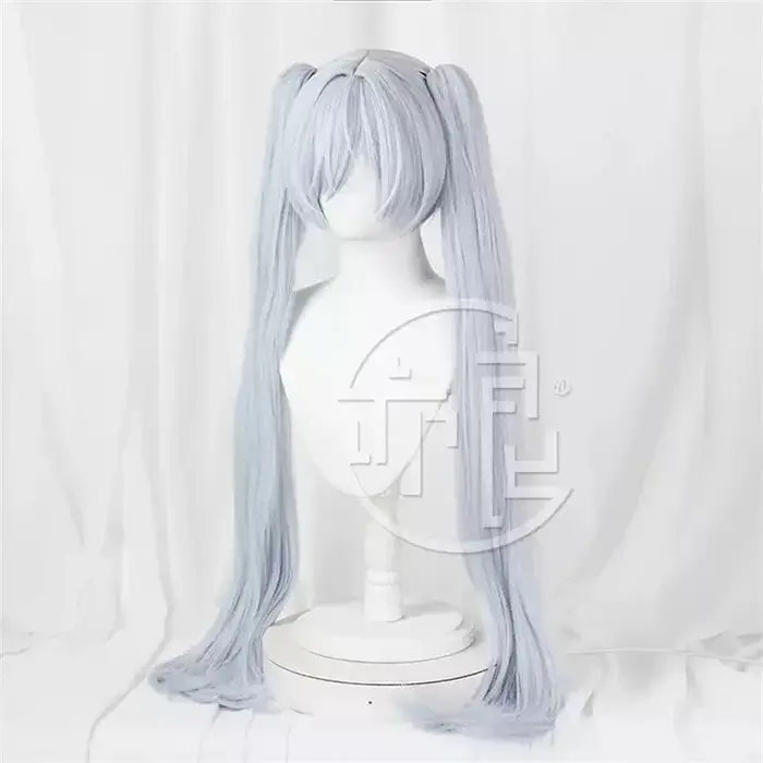 Déesse de la victoire: Nikke cendrillon verre princesse Cosplay perruque gris Double queue de cheval cheveux longs