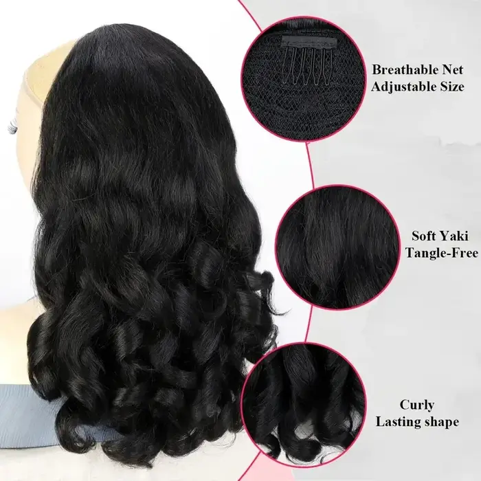 Extension de queue de cheval bouclée synthétique Yaki Bergame pour femme