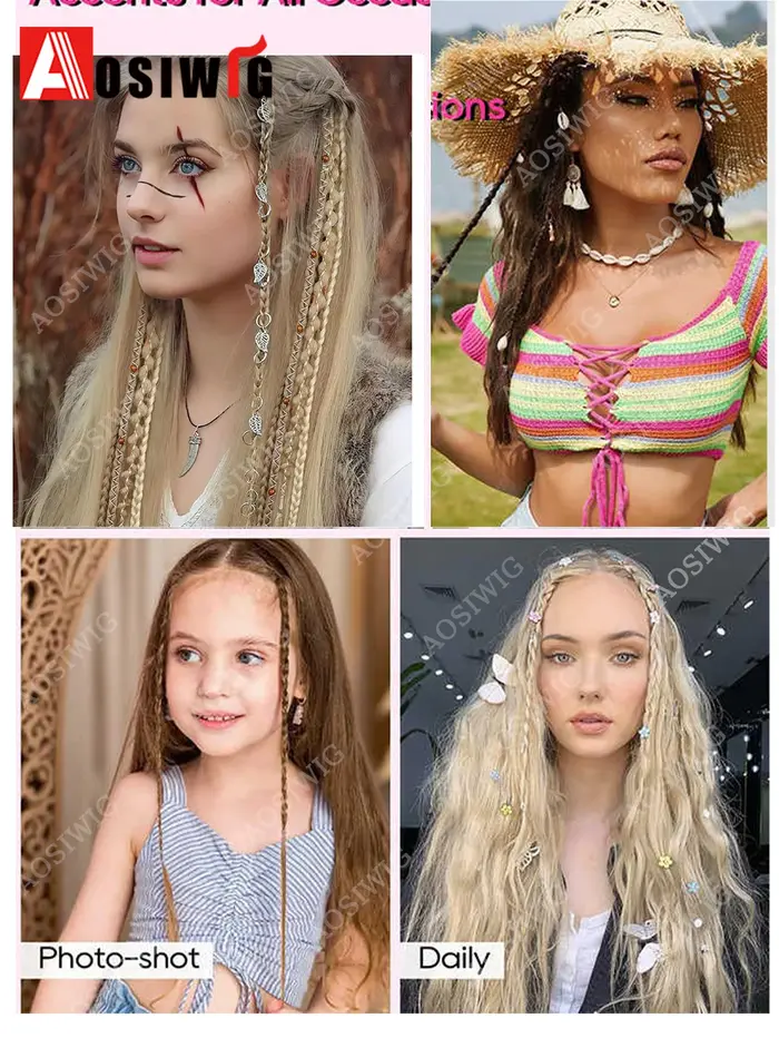 Extensions de cheveux synthétiques ombrées de style bohème