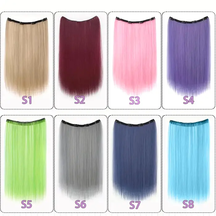 Extension de cheveux synthétiques colorés longs et lisses invisibles de 22 pouces