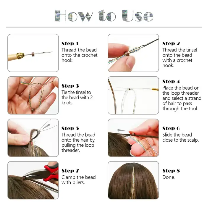 Kit de guirlandes de cheveux à paillettes