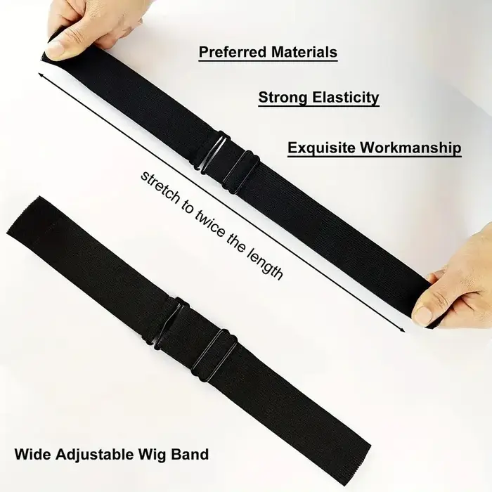 Bande élastique réglable noire pour perruques, sangles réglables pour perruques, outils de fabricati
