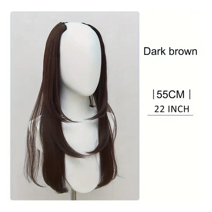 H & STAR-Extensions de cheveux synthétiques en forme de V, 22 pouces, bien mélangés, longs, raides,