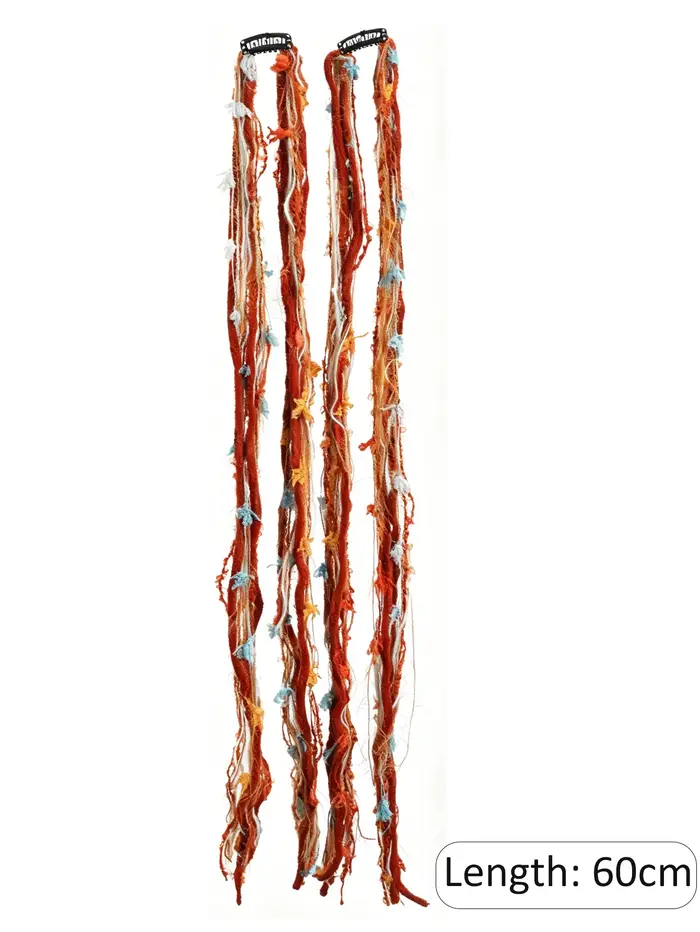 Extensions de cheveux tressées à la main colorées de 24 pouces, à clipser, en cheveux naturels, dreadlocks, accessoires de cheveux bohèmes