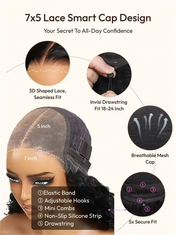 UNice Bye-Bye Knots ™   Perruque Bob à couches avec raie latérale en dentelle 7x5, frange latérale, 