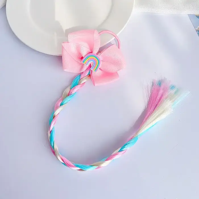 Extensions de cheveux tressées sirène pour filles, couleurs arc-en-ciel, tresses torsadées colorées,