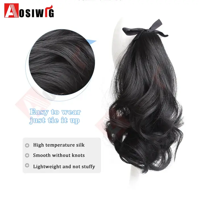 AOSI synthétique vague courte queue de cheval Extensions de cheveux cordon attaché à la queue de che