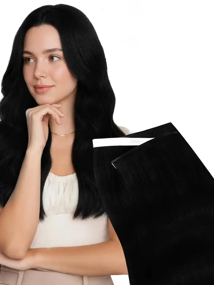 Moresoo bande dans trame Extensions de cheveux génie trame 50G une pièce longue bande trame peau Inv