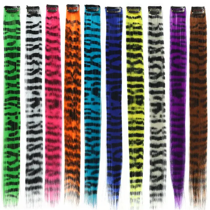 Extensions capillaires synthétiques longues et lisses à clipser, 1 pièce, Extensions capillaires colorées à clips pour un usage quotidien ou de noël