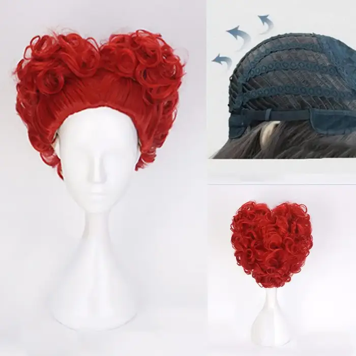 Perruque de Cosplay reine rouge reine des cœurs