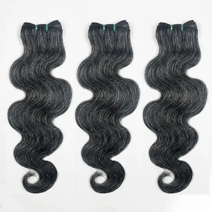 Paquets de cheveux humains de vague de corps brut sel et poivre P1b/gris non transformés Extensions