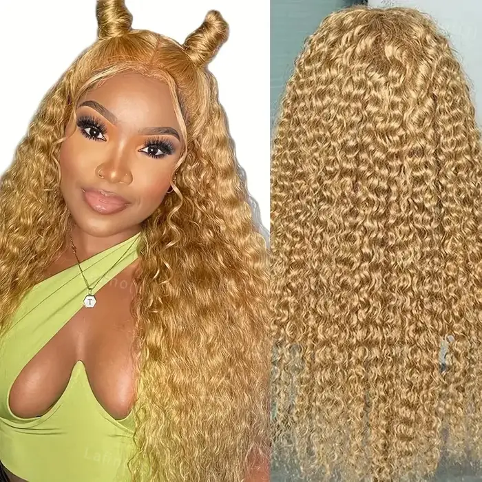 Perruque de cheveux humains blond miel perruques bouclées 13x6 Hd perruque frontale en dentelle 13x4