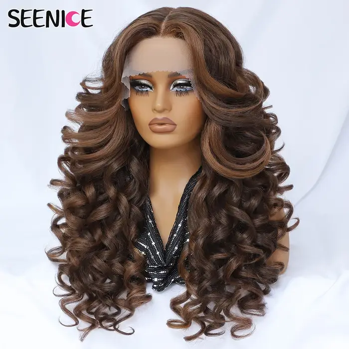Latisha – perruque Lace Front Wig synthétique bouclée Afro, 24 pouces, 13x4,5x1, cheveux de Cosplay,