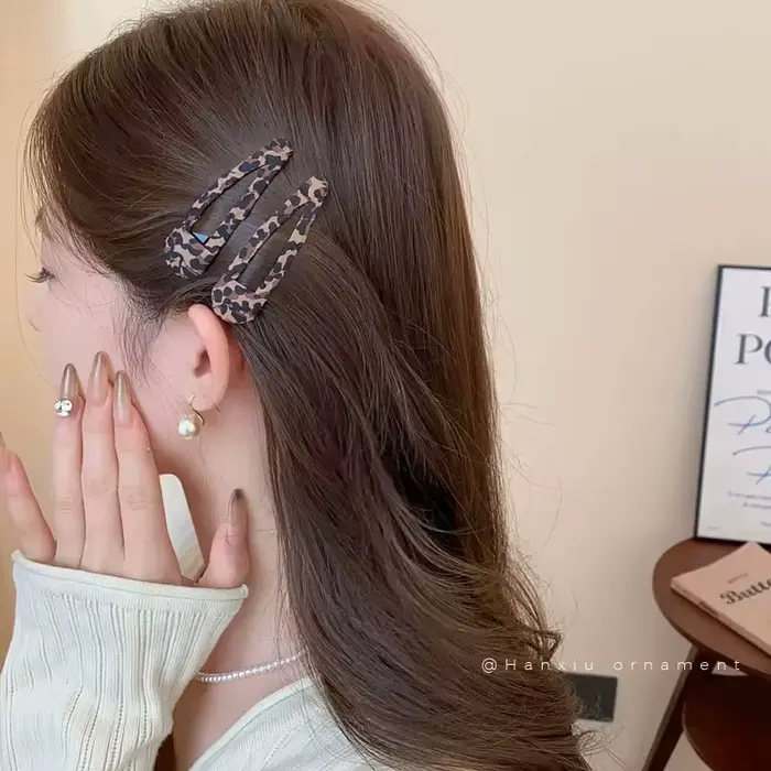 8 pièces/ensemble pinces à cheveux imprimé léopard pour femmes filles Vintage géométrique étoile BB Clips frange