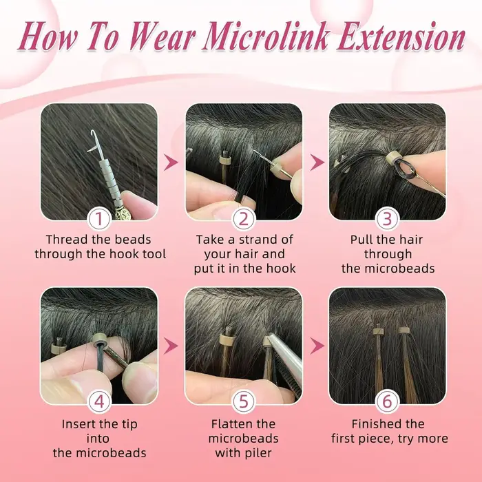 Kit d'outils pour extensions de cheveux avec pince à 3 trous