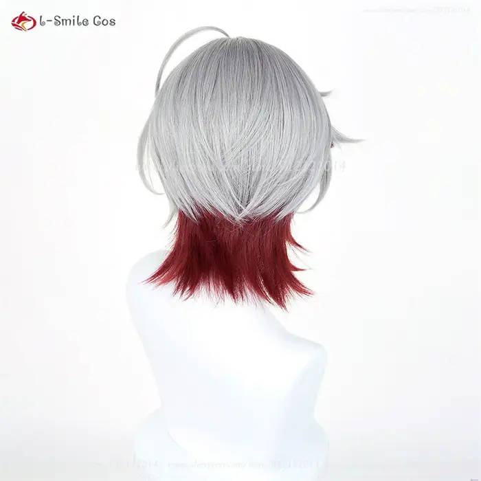 Illuga Cosplay perruque 35 cm argent gris rouge perruques mixtes pour hommes