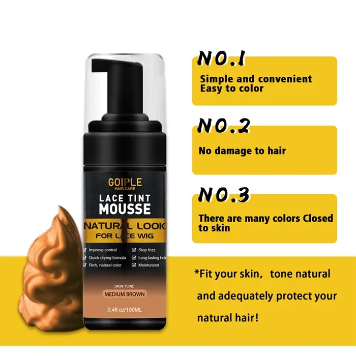 Mousse de teinte légère pour perruque, correspondance instantanée des couleurs, Spray fondant à forte tenue, colle longue durée, Kit d'installation de perruque, style de perruque