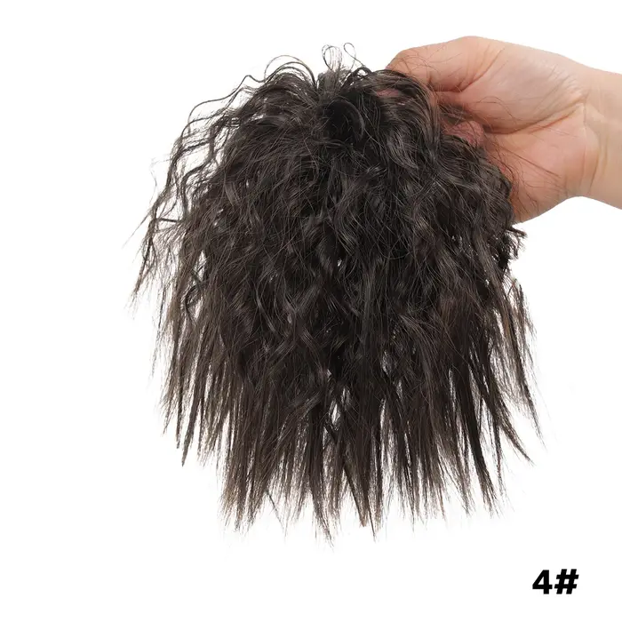 Synthetic wool curly short curly hair wig bun women's soft rubber band hair extension from natural s