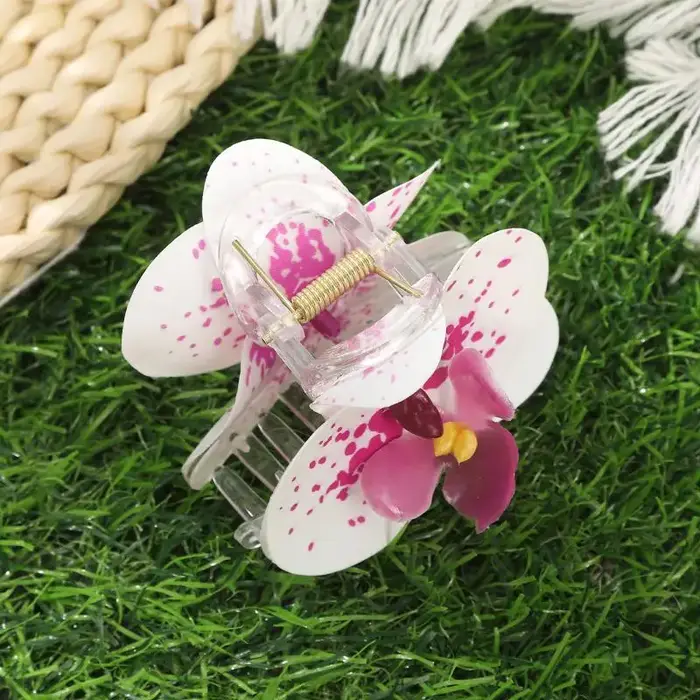 Pince à cheveux 7 cm avec fleurs artificielles