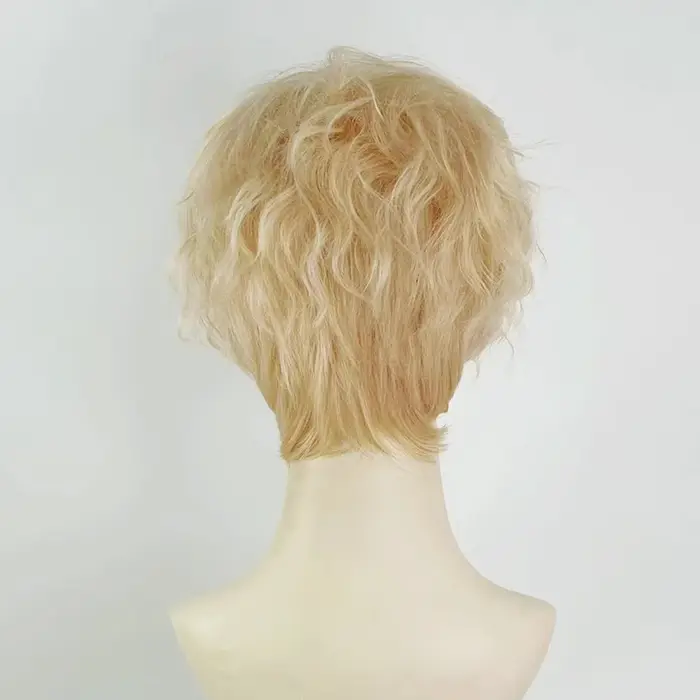 Perruque synthétique Blonde courte ondulée bouclée pour hommes
