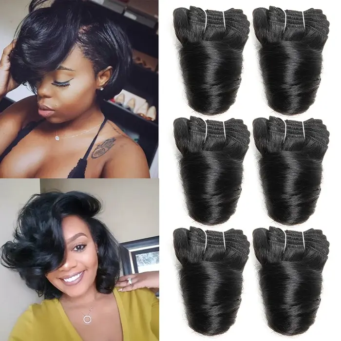 Extensions de cheveux naturels brésiliens ondulés avec closure courte 4x4 en dentelle