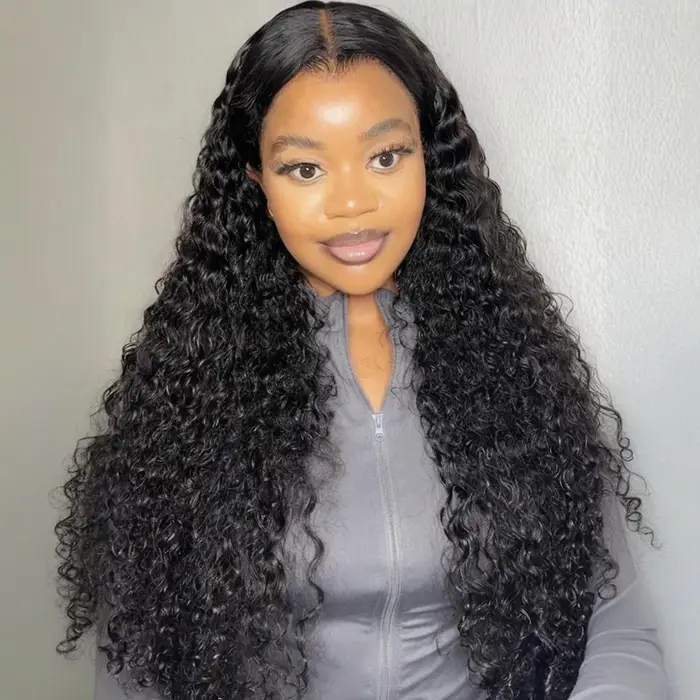 Perruque en cheveux humains 13x6 HD Lace Front Deep Wave, noir naturel, densité 200, pré-épilée, lig