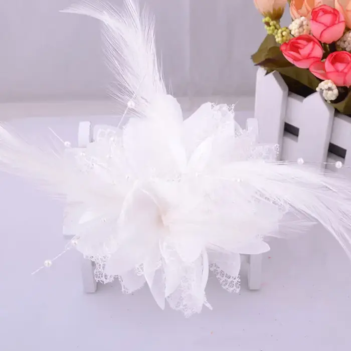 Plume fleur pince à cheveux perle Corsage mariée mariage