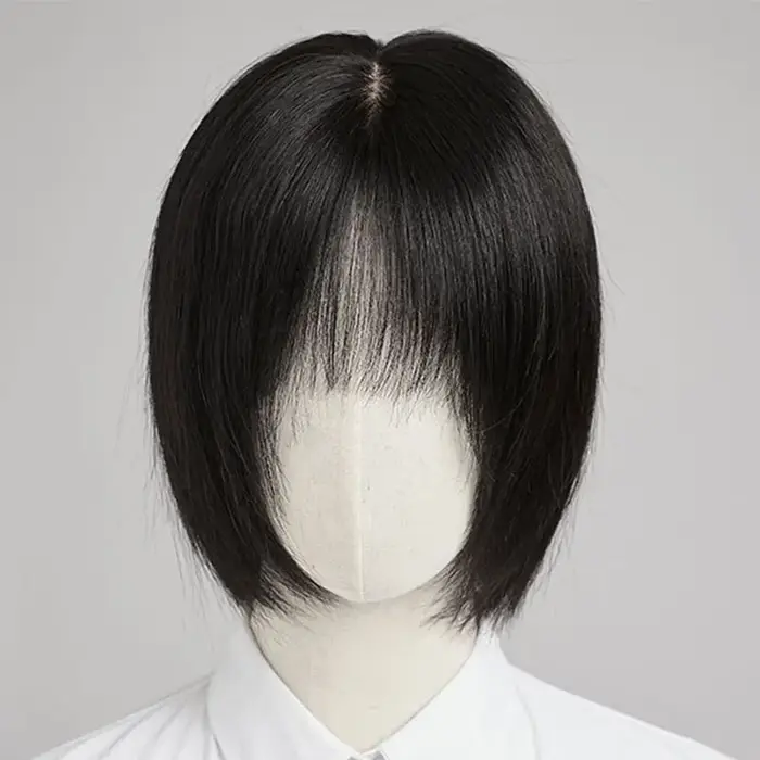 Perruque en cheveux humains avec base en soie, style bob naturel, cheveux vierges européens, dessus