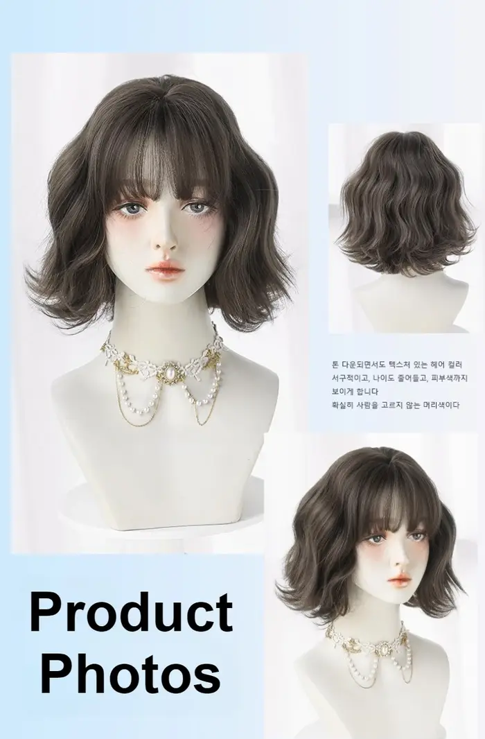 Perruque courte femme avec frange moelleux naturel bouclés ondulés Bob perruques pour femmes longueur d'épaule