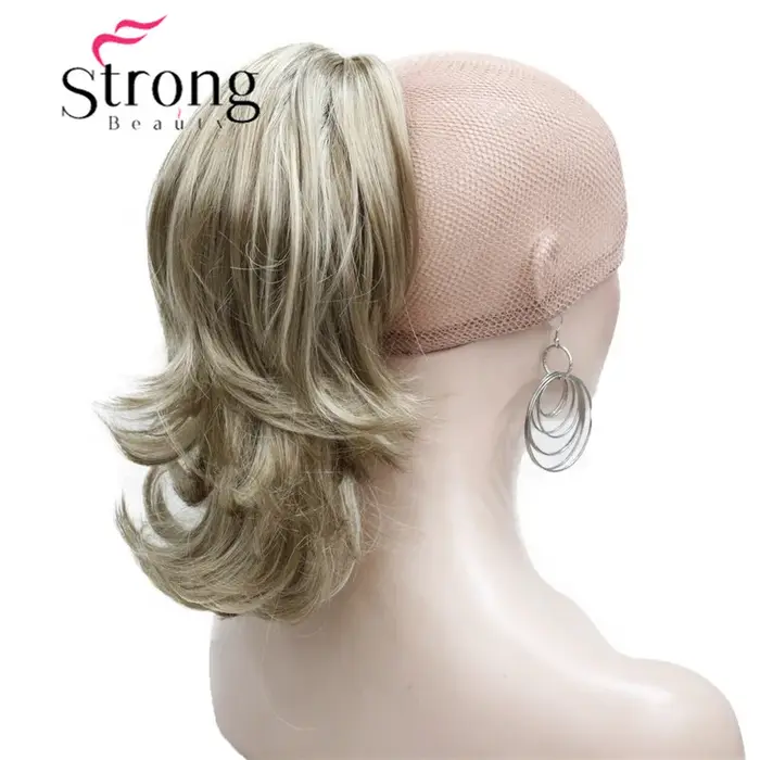 StrongBeauty-Extension Capillaire Synthétique Ondulée Blonde de 12 Pouces