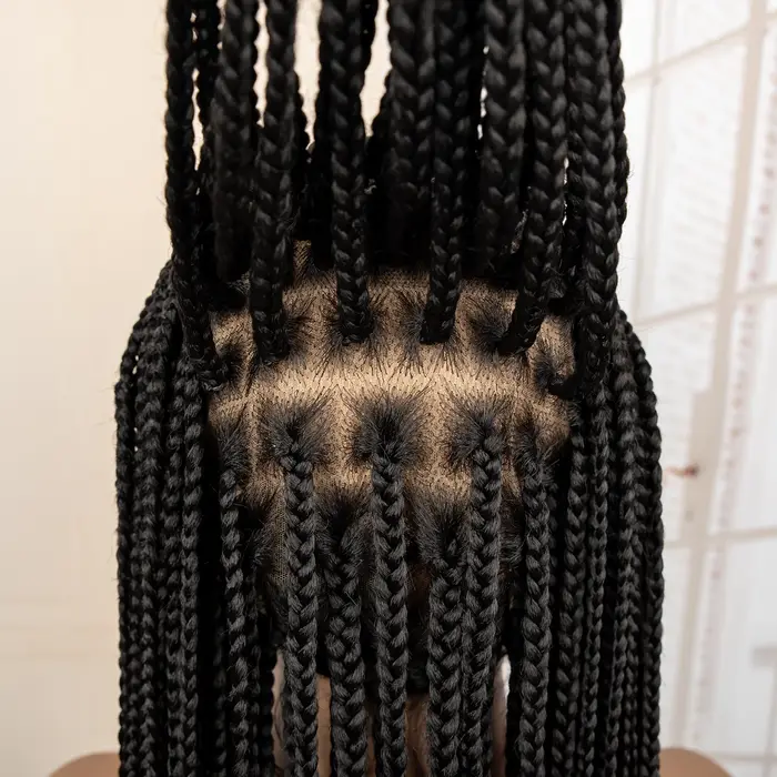 Perruques de cheveux tressés africains synthétiques pleine dentelle Cornrow sans noeuds boîte tressa