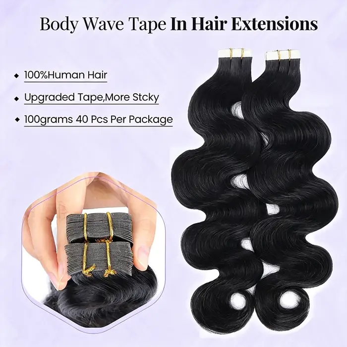 Extensions de cheveux à bandes adhésives
