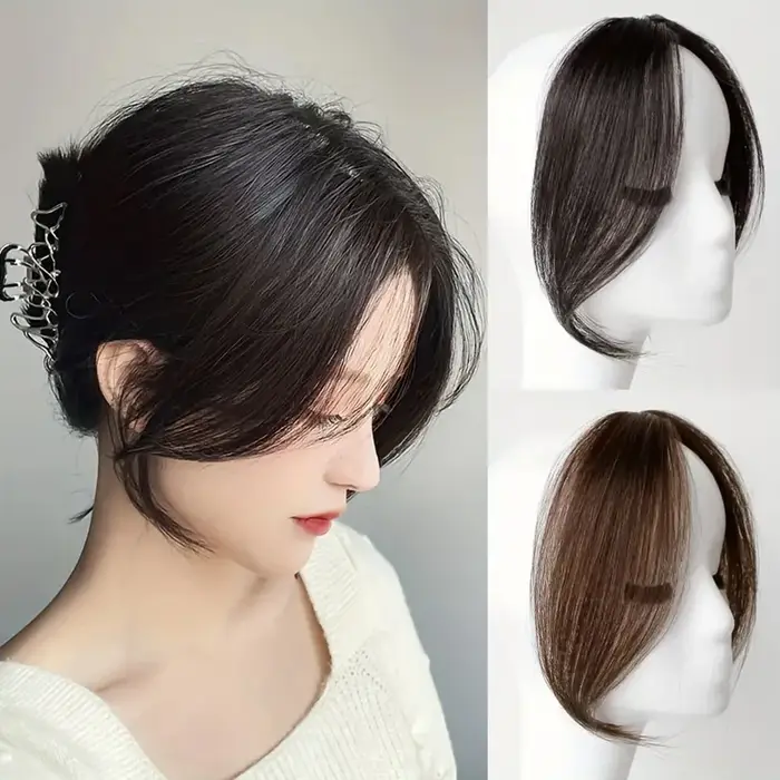 2 pièces frange latérale Extension de cheveux synthétiques pince facile