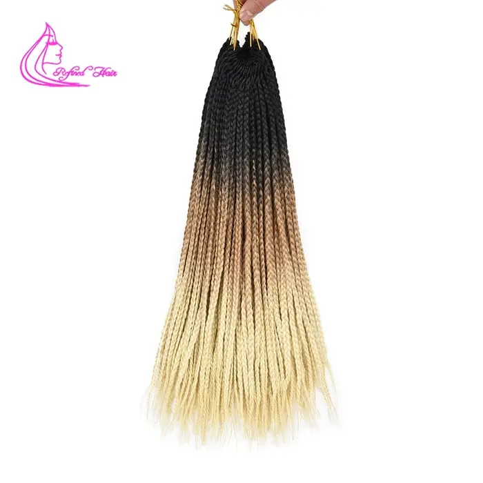 Boîte synthétique tresses 18 24 pouces de Long Ombre Crochet tressage Extensions de cheveux noir brun