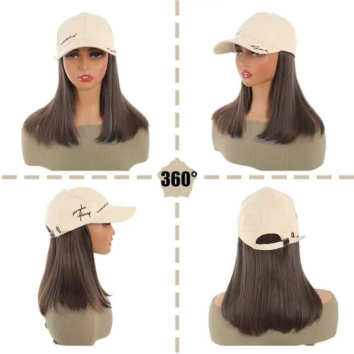 Casquette de baseball Allaosify pour femme avec cheveux synthétiques de 12 pouces