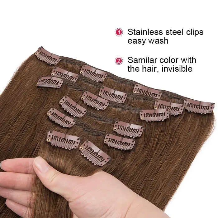 Clip de longueur personnalisé dans les extensions de cheveux 100%
