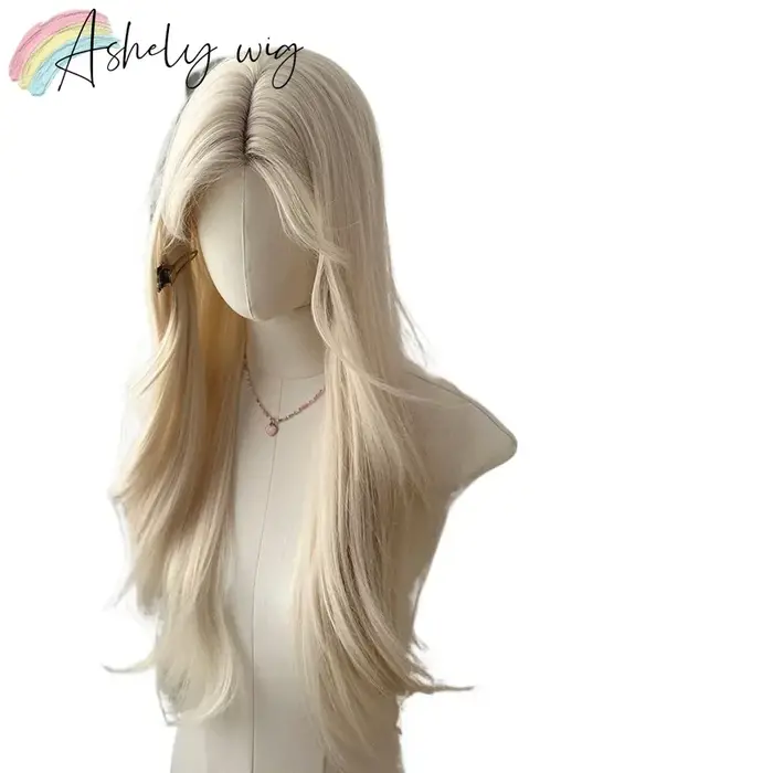 Perruque blonde longue droite pour femme