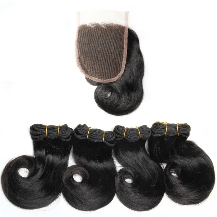 Paquets de cheveux humains bouclés rebondissants avec fermeture Extensions de tissage