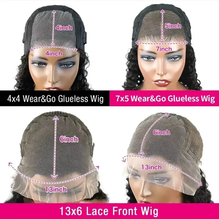 7x5 Birman Bouclés Sans Colle Perruques Cheveux Humains 250% Permium Vague D'eau Avant de Lacet Perr