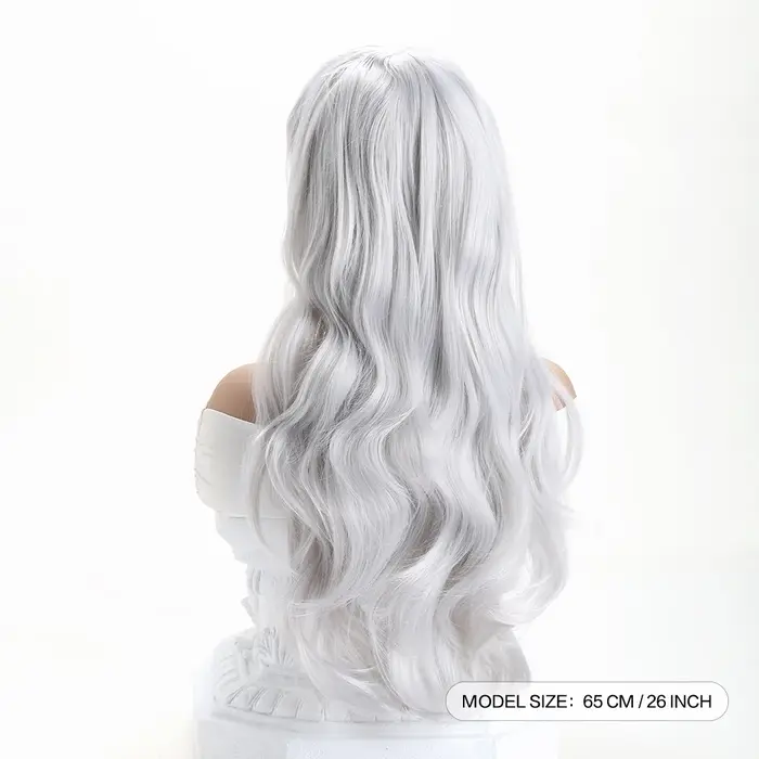 Perruques blondes claires argentées avec frange