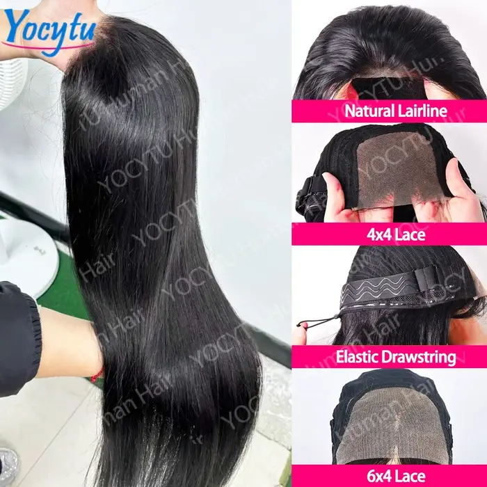 30 Pouces Perruques Cheveux Humains Perruques Cheveux Humains Sans Colle Droites Perruques Frontales