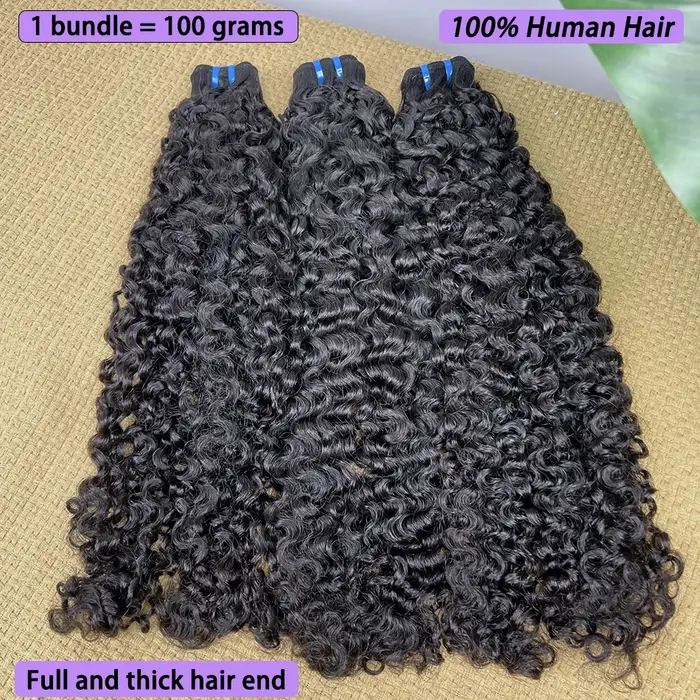 Mèches de cheveux bouclés birmans 18A, couleur naturelle # Extensions de tissage bouclées rebondissa