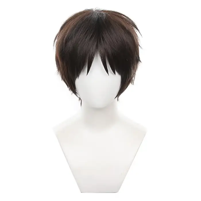 Perruque courte et droite marron foncé pour femmes et hommes, perruque de Costume de Cosplay d'hallo