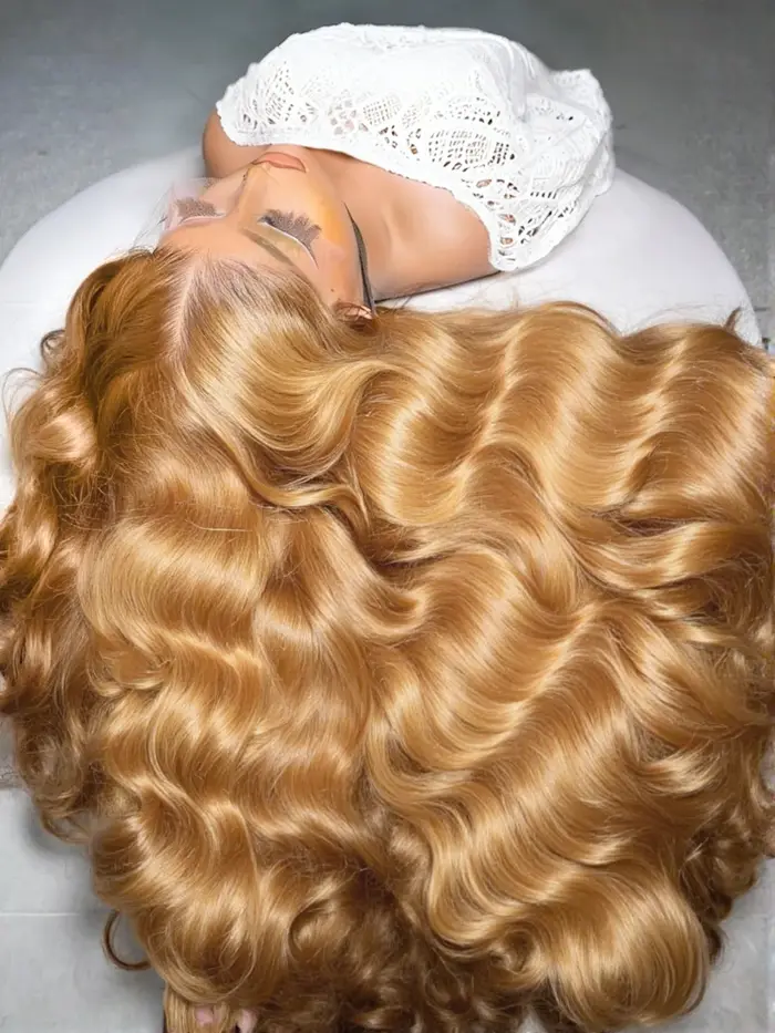 Perruque Lace Front HD 28 pouces en cheveux humains blond miel 13x4, densité 180%, couleur blond mie