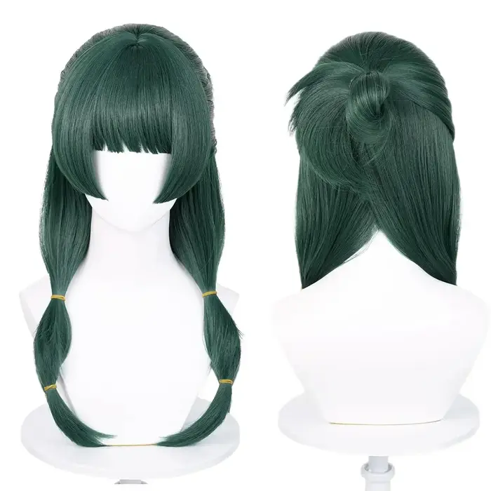 Perruque de Cosplay Anime Maomao, 50cm de long, vert foncé, perruques synthétiques résistantes à la 